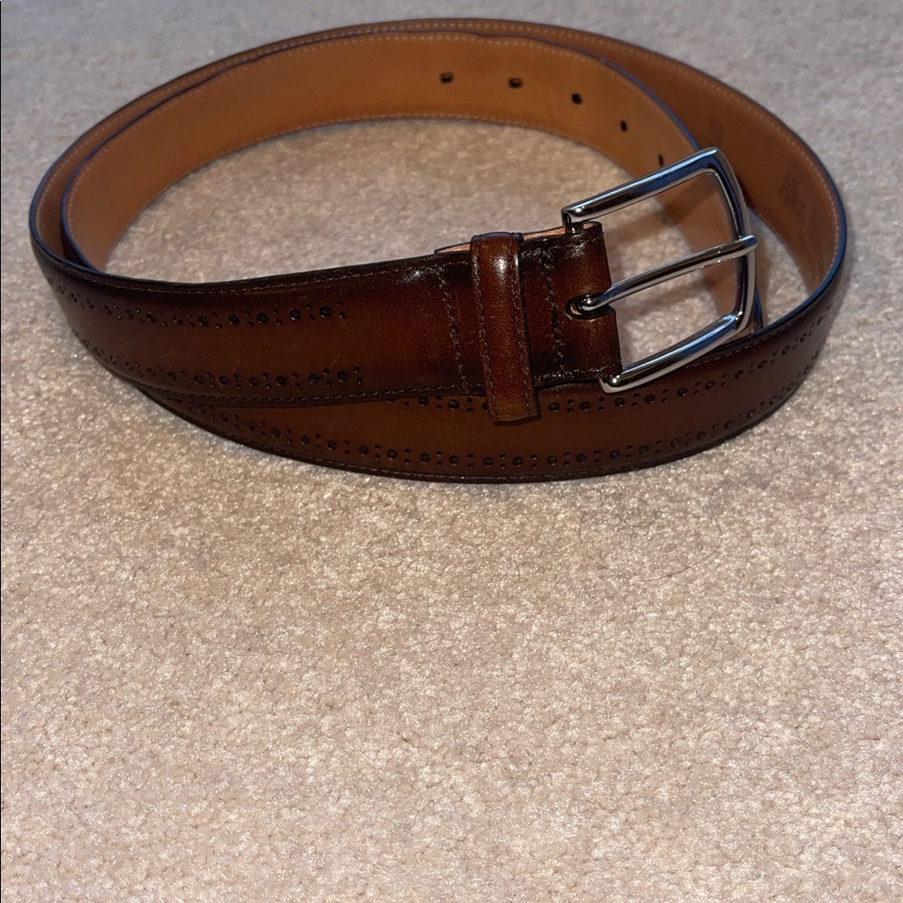 Allen Edmonds Belt Mens 42 Brown Italian Saddle Leather Manistee Dress